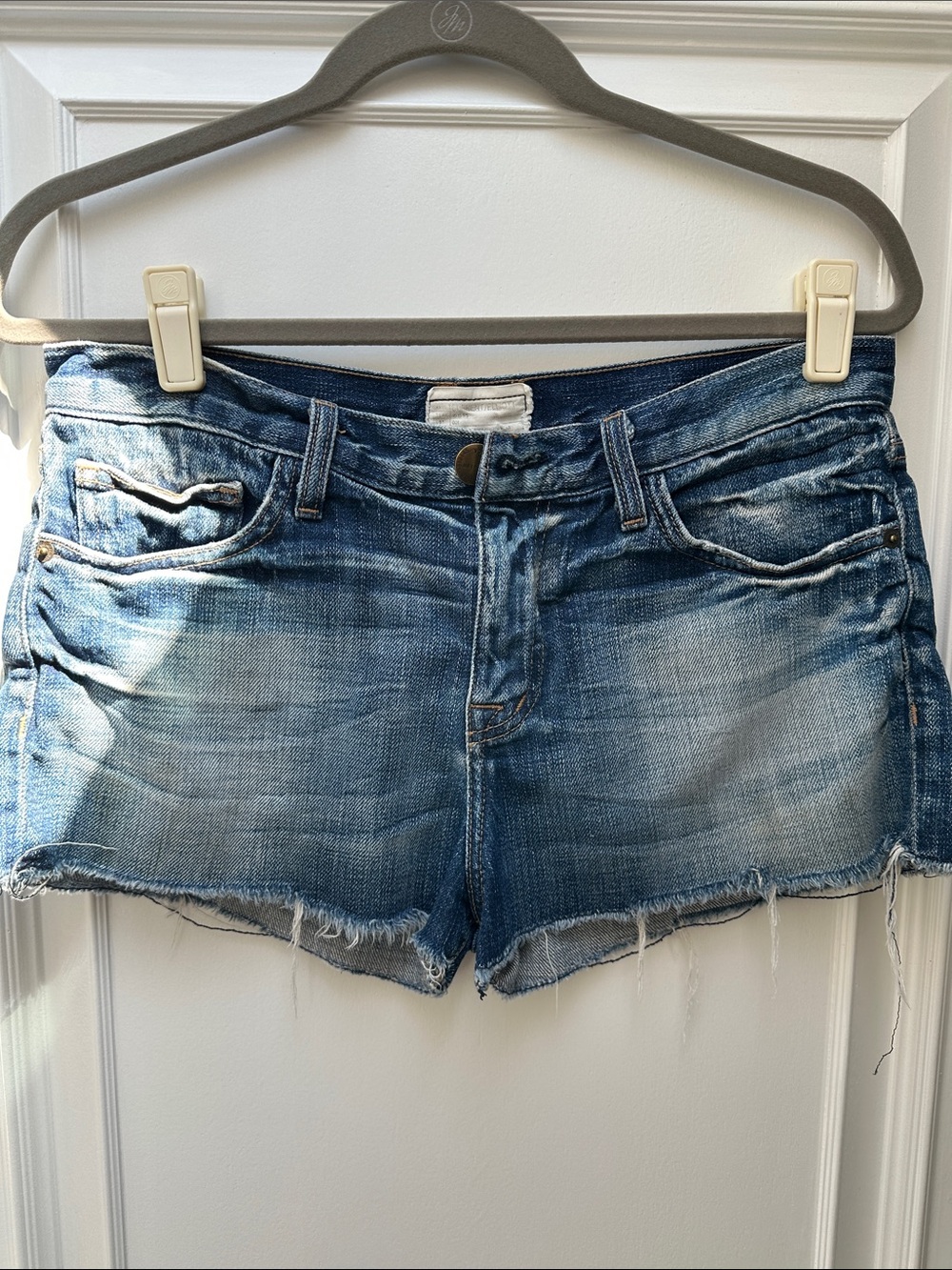 Current/Elliott Women's Blue Denim Cutoff Shorts - Casual Raw Hem